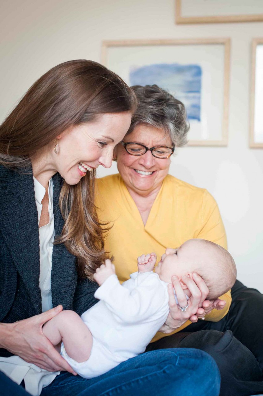 Newborn photoshoot at home by Red Rooster Photos, mum and grandmother with the baby