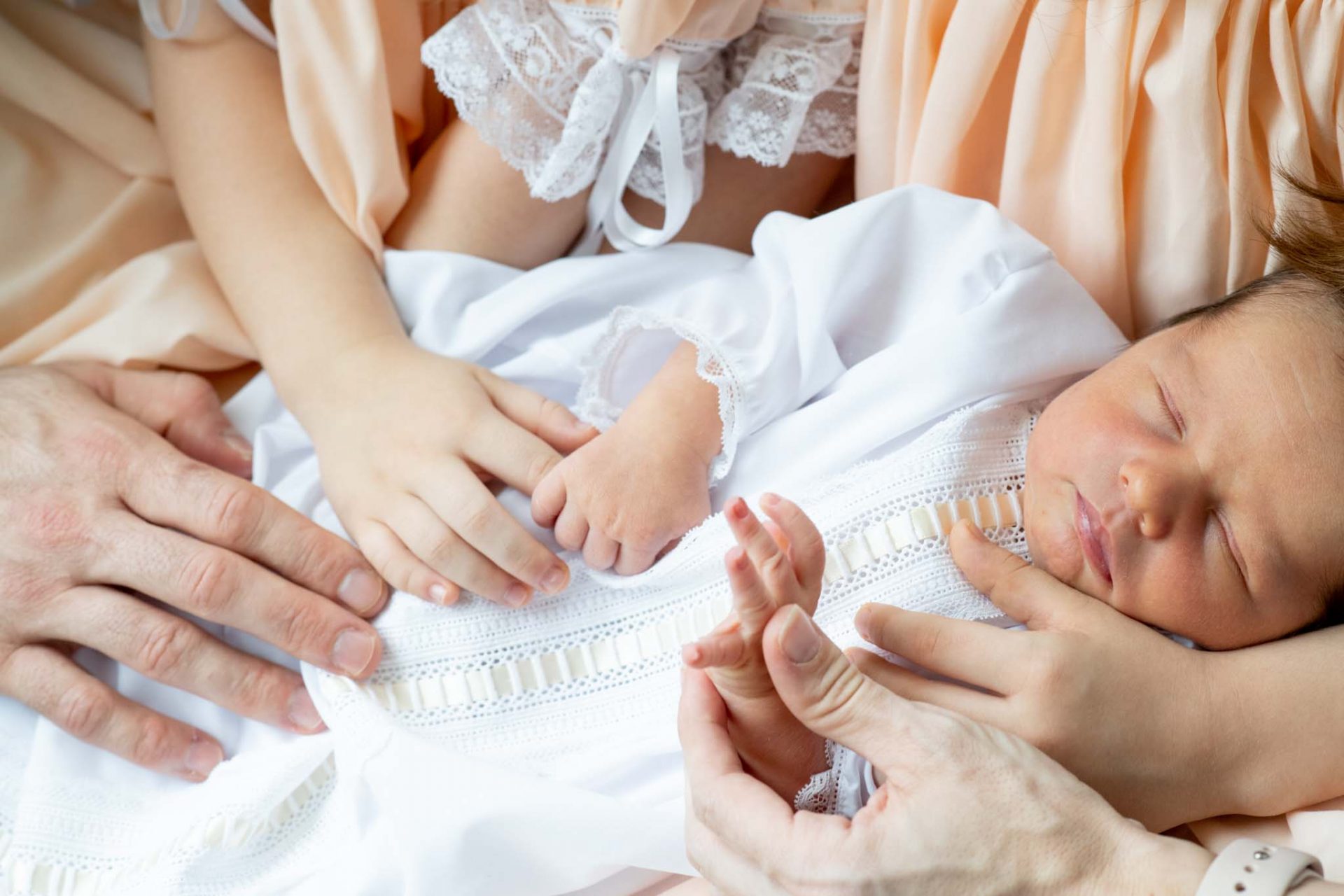 Newborn baby photographed at home in London