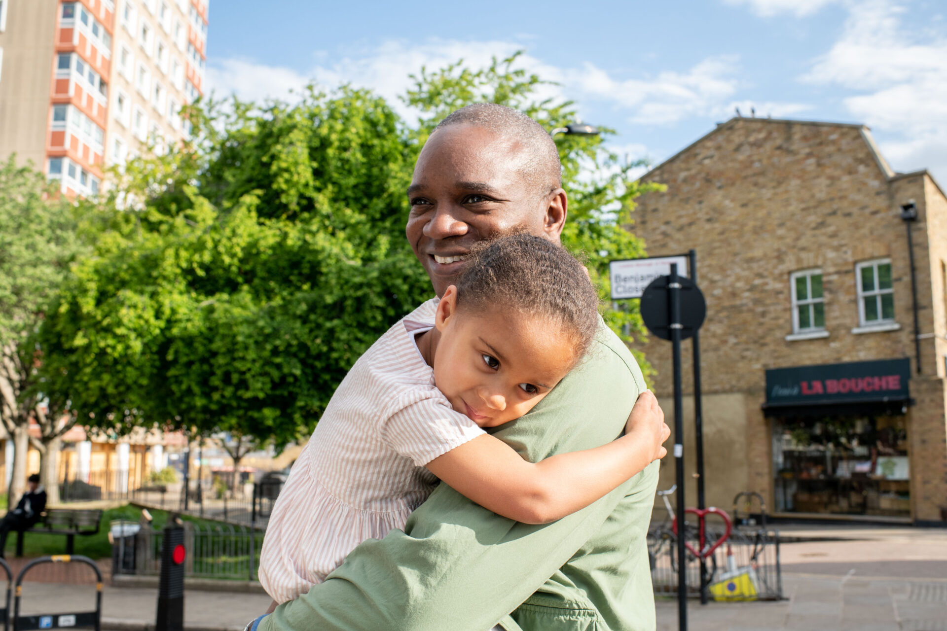 Candid family moment on a London photoshoot