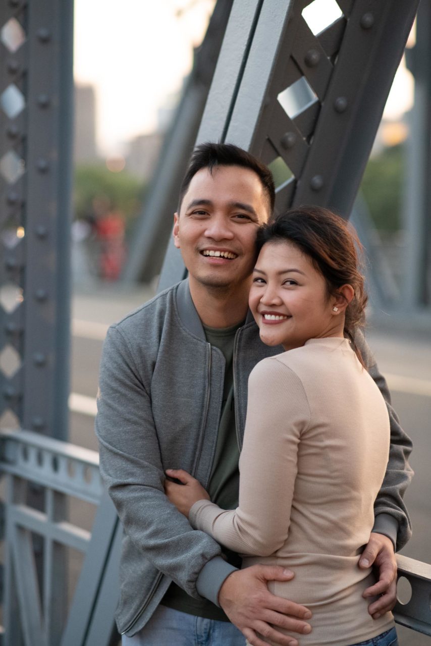 Couple on a photoshoot in East London