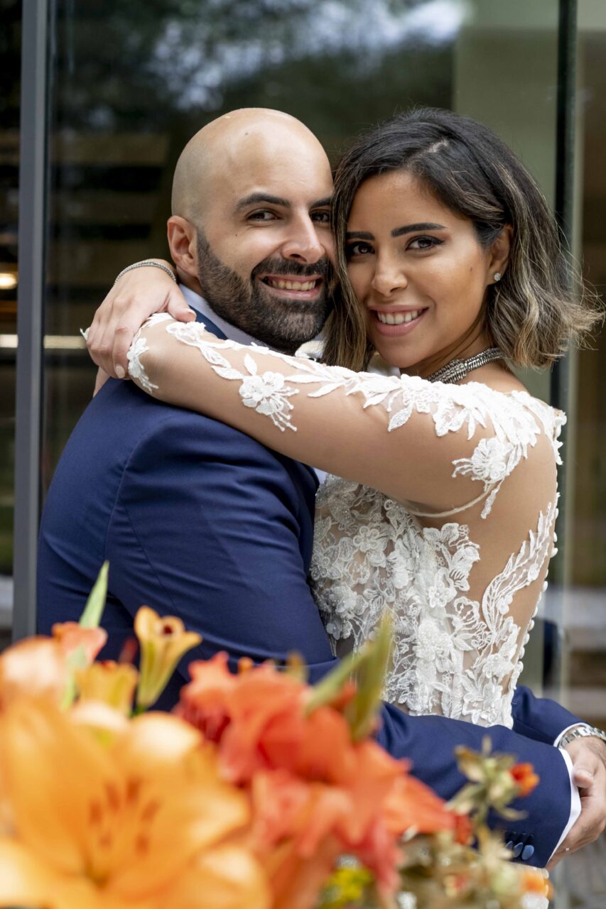 Bride and groom at a London wedding