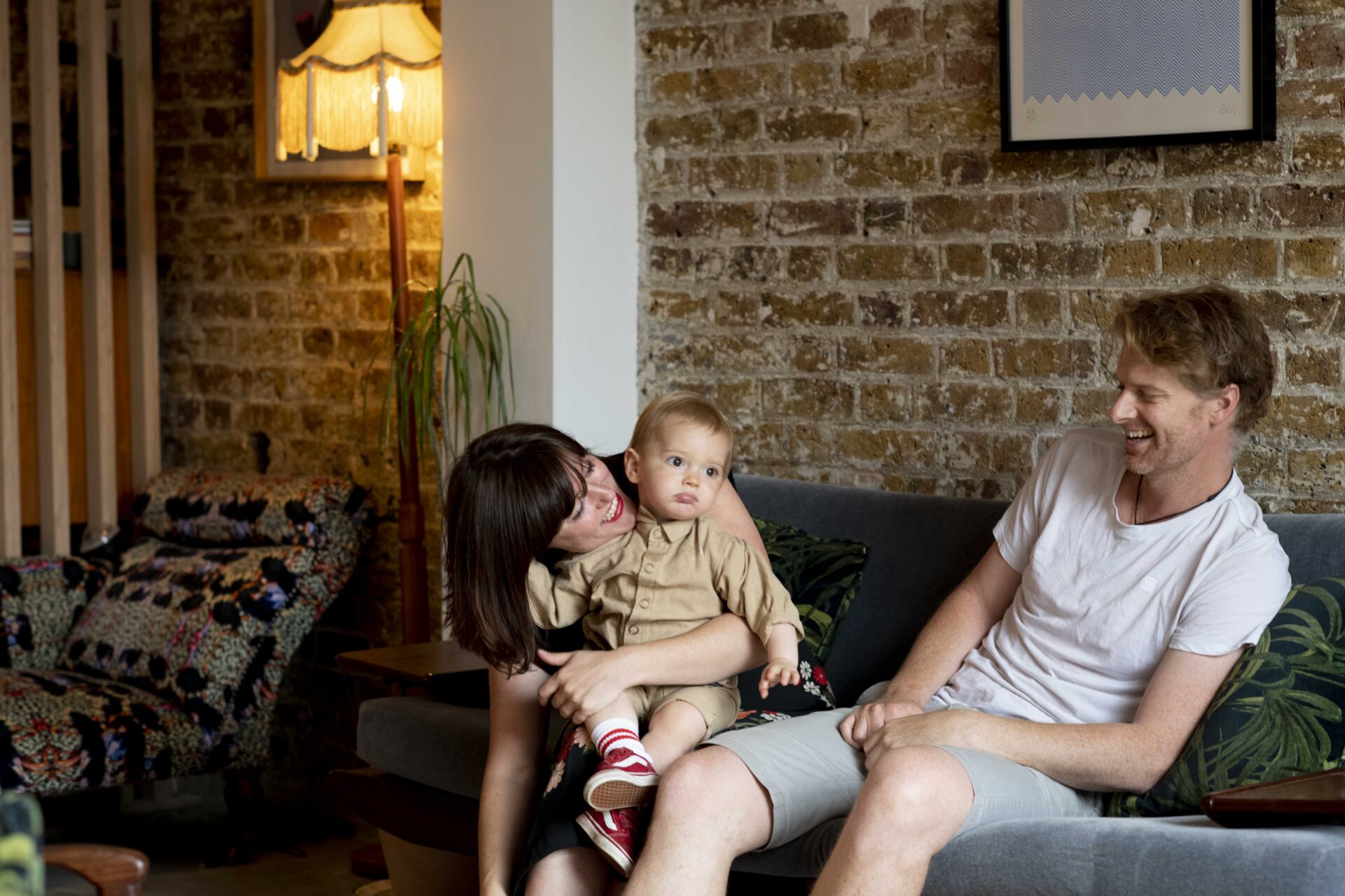 Family portrait at home in London
