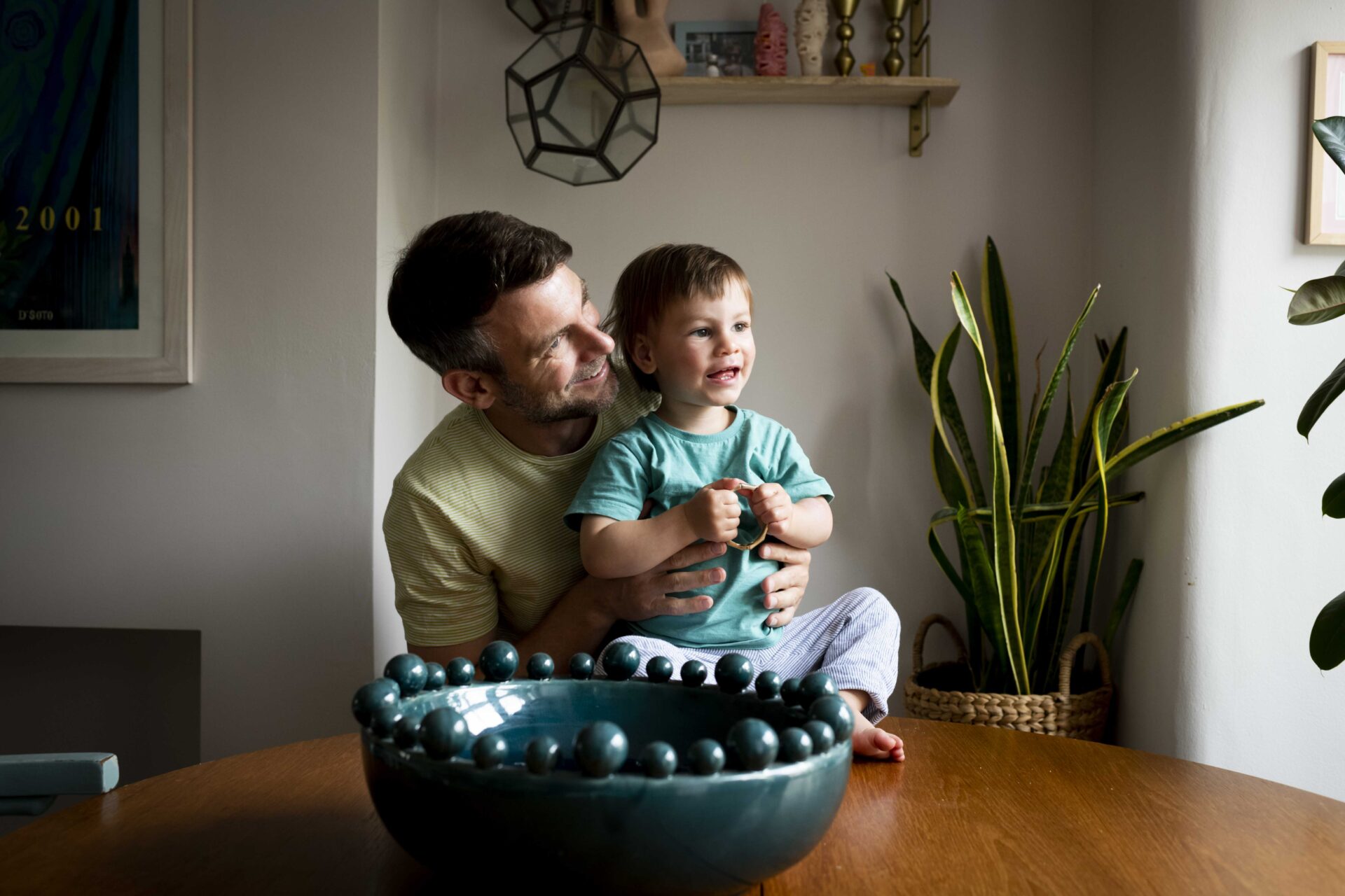 Family in their kitchen on a home shoot in London